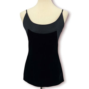 VINTAGE Valentino Boutique Black Velvet Quilted Detail Cami Top Size 10